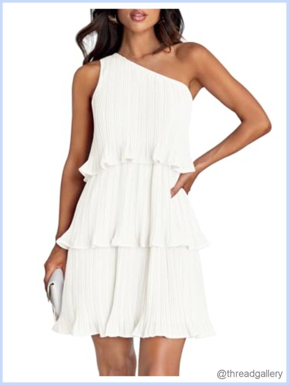 ZESICA Women's One Shoulder Sleeveless Ruffle Tiered Mini Dress
